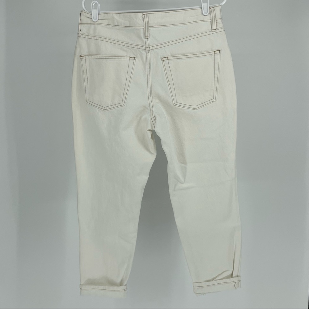 TOPSHOP MATERNITY NWT MOM PULL ON JEANS STRAIGHT LEG OVERBUMP WHITE 28 30 - Picture 3 of 12